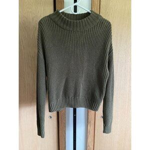 EUC H&M Divided Womens Olive Green Knit Sweater Size L 50% Cotton 50% Acrylic